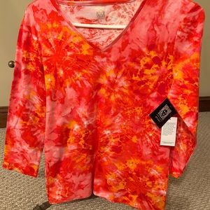 Anne Klein Sport Colorful Tie Dye look 3/4 sleeve top